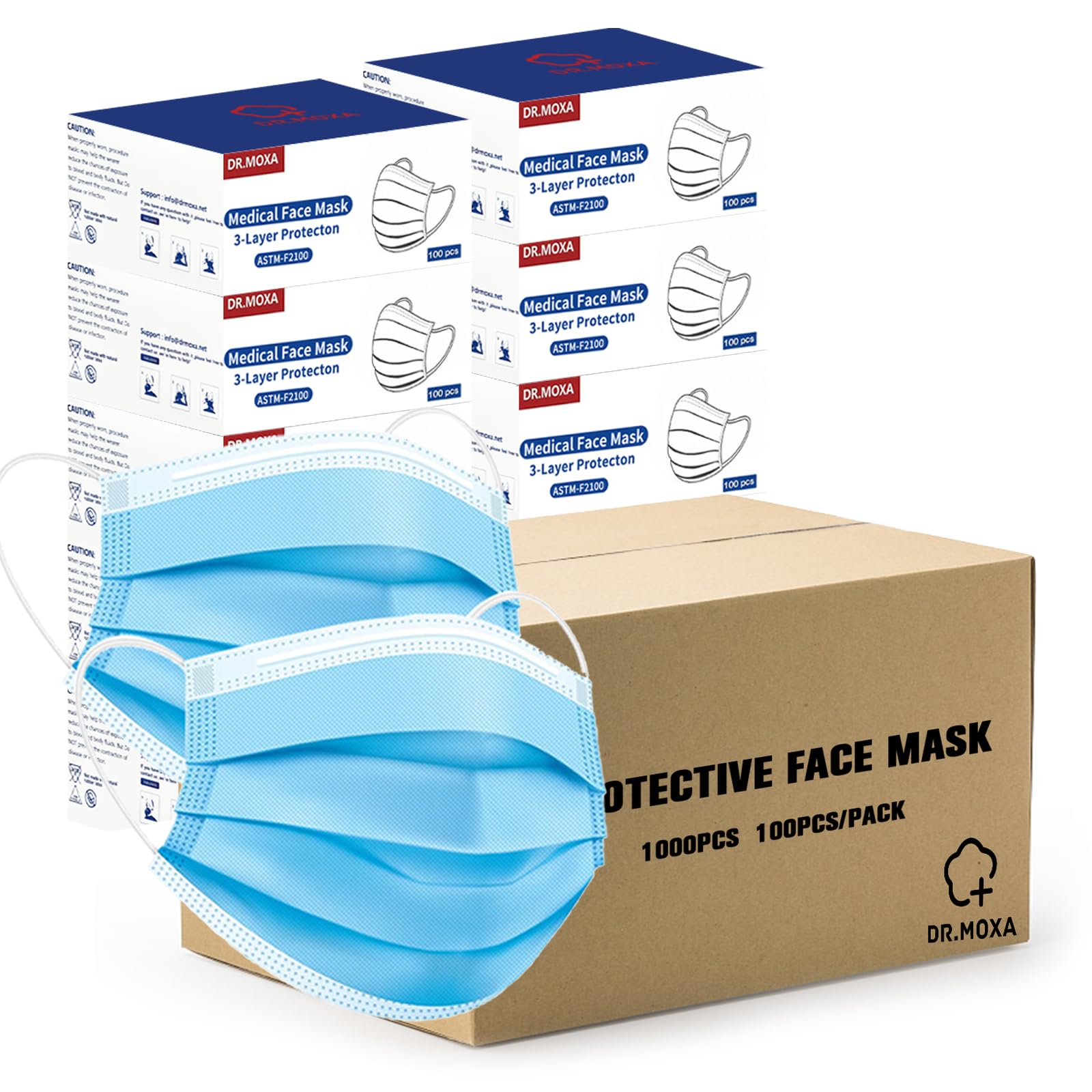 Amazon.com: DR.MOXA 1000 Pack Disposable Medical Face Masks (10